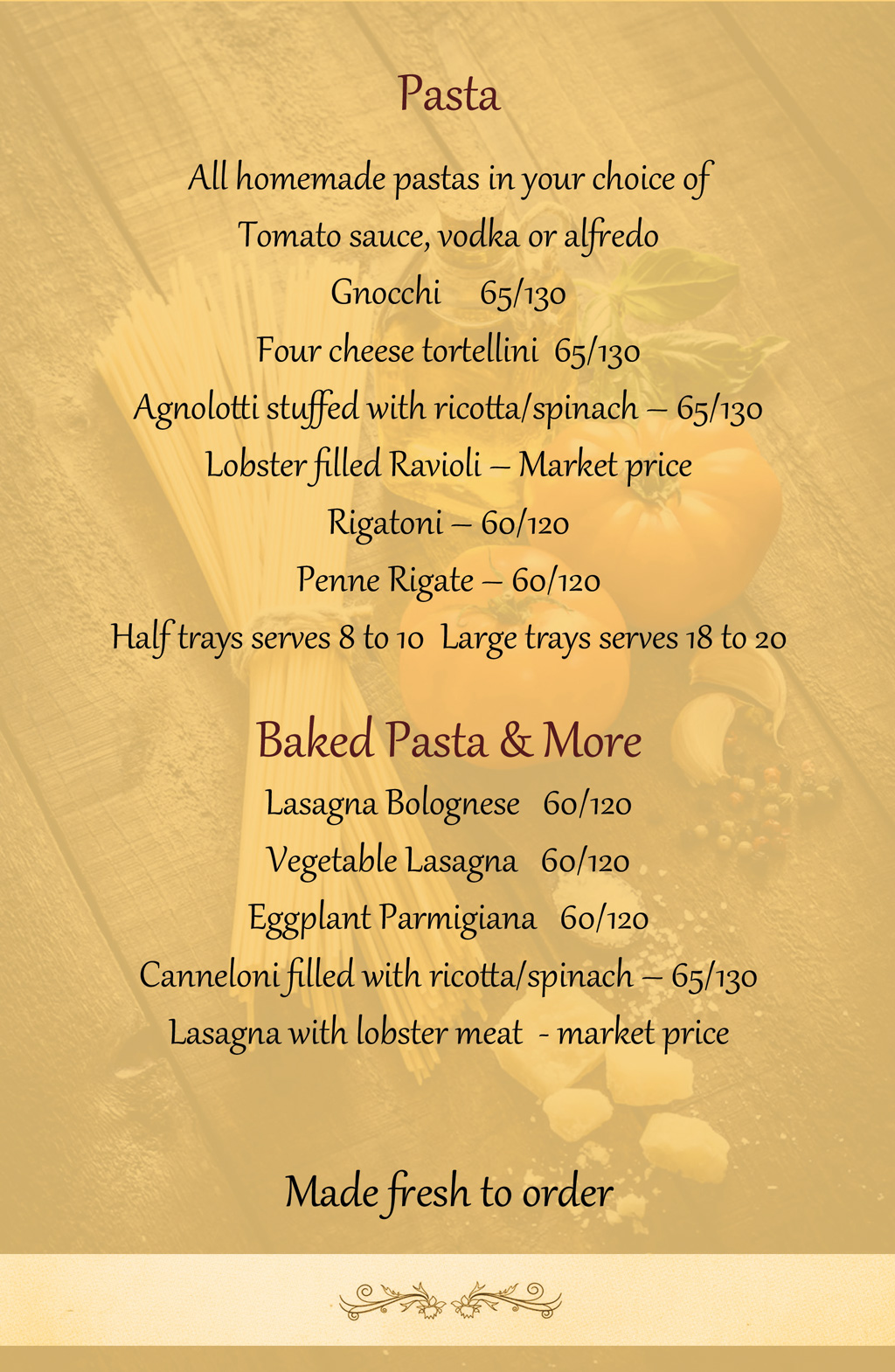 Catering Menu Antica Osteria Italian Eatery Brampton, ON (905